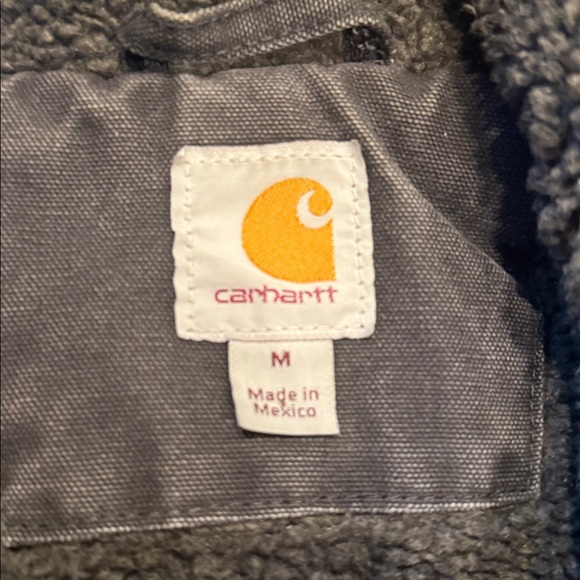 Vintage Distressed Carhartt Men's Dark Gray Hooded Jacket - Picture 5 of 6
